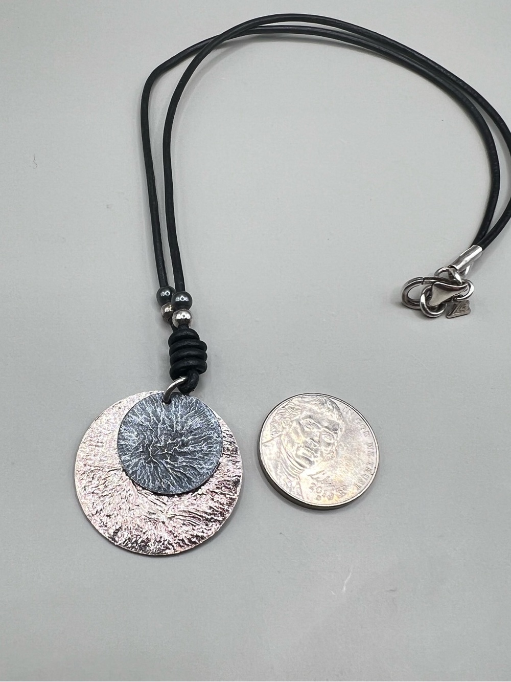 Silpada Brushed Oxidized Double Disc Necklace - Picture 4 of 7